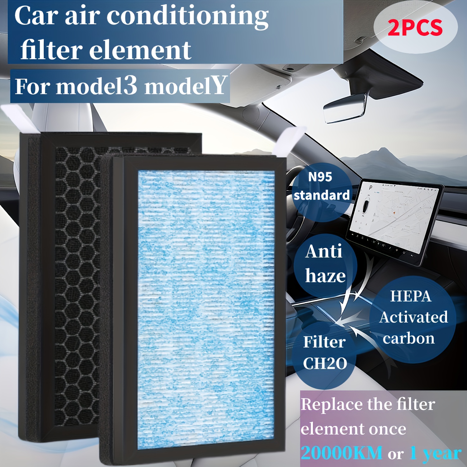 1pc/2pcs Luftfilter HEPA Mit Aktivkohle Für Modell 3 Für Modell Y Air  Bedingte Ersatz kabine Luftfilter, Auto Zubehör - Temu Germany