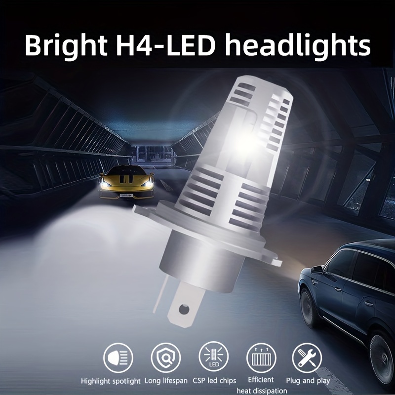 Bombillas LED H4 9003, 20000 lúmenes, 600% más brillantes, H4/9003 Hi/Lo,  bombillas LED de doble haz H4/9003, bombillas LED HB2 blancas frías