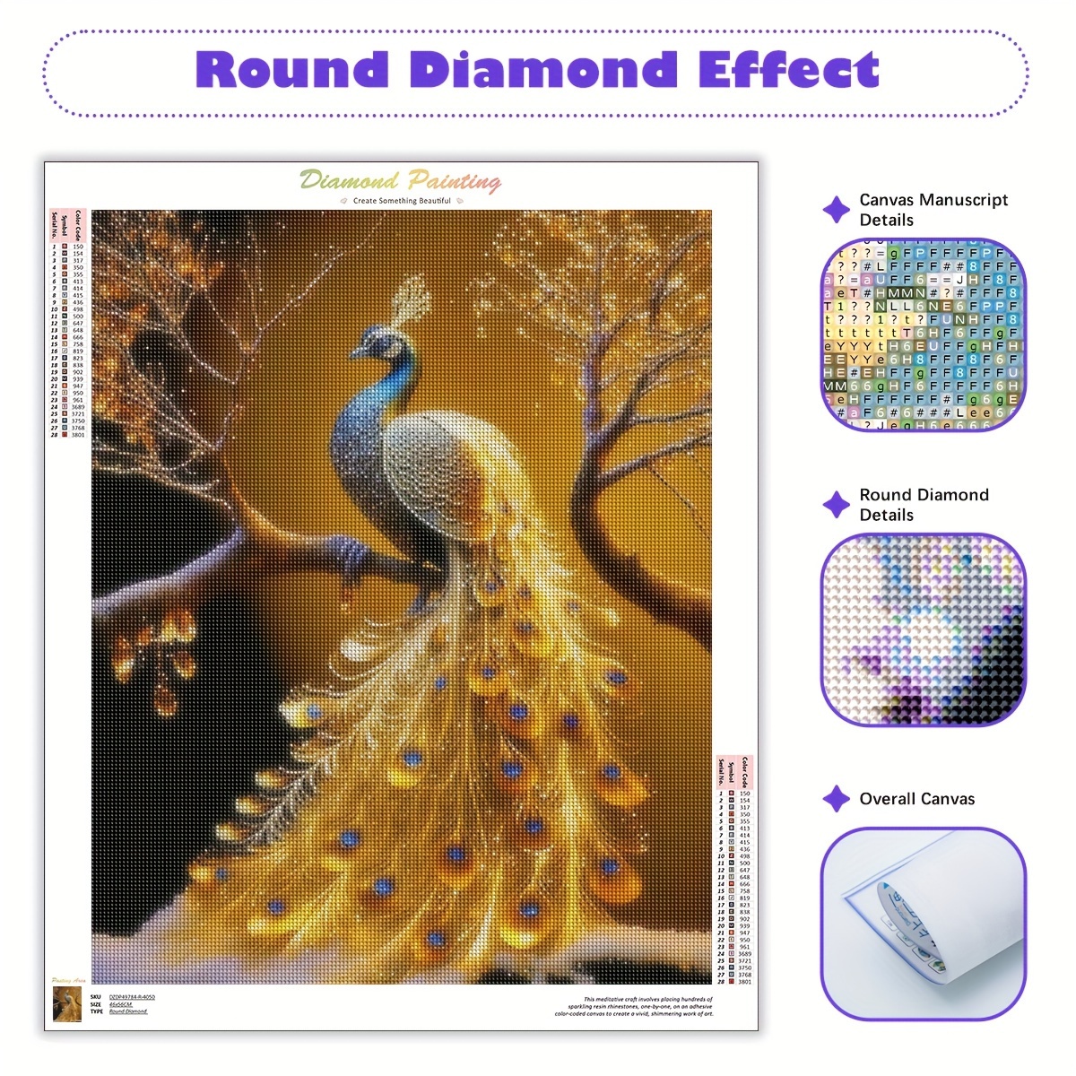 DIY Peacock 5D Diamond Painting Full Square/Round Drill Mosaic