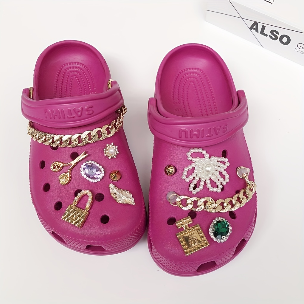 Bling Charms for Croc Girls and Women, Pink Shoe Charms for Croc, Jewels Shoe Decoration Accessories,Fashion Crystal Rhinestone Shoe Charms.