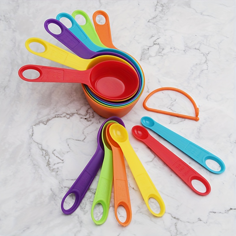 Measuring Cups and Spoons Set, Plastic Measuring Cup Set, Color Measuring  Spoons and Cups Plastic, Cute Measuring Cups and Spoons, Rainbow Plastic