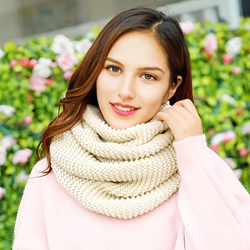 Light Pink Solid Scarfs for Women Fashion Warm Neck Womens Winter