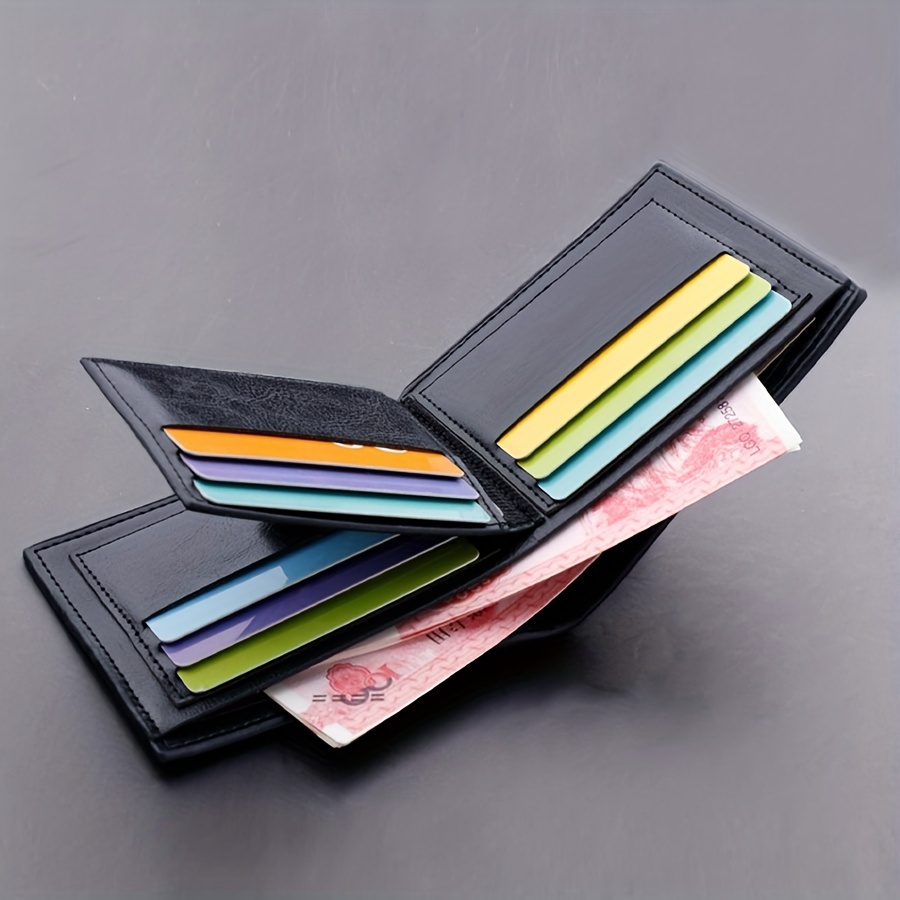 

Men's 2 Tone Stitch Short Wallet Trifold Wallet Multiple Card Slots Purse Large Capacity Card Holder Horizontal Wallet Gift For Men