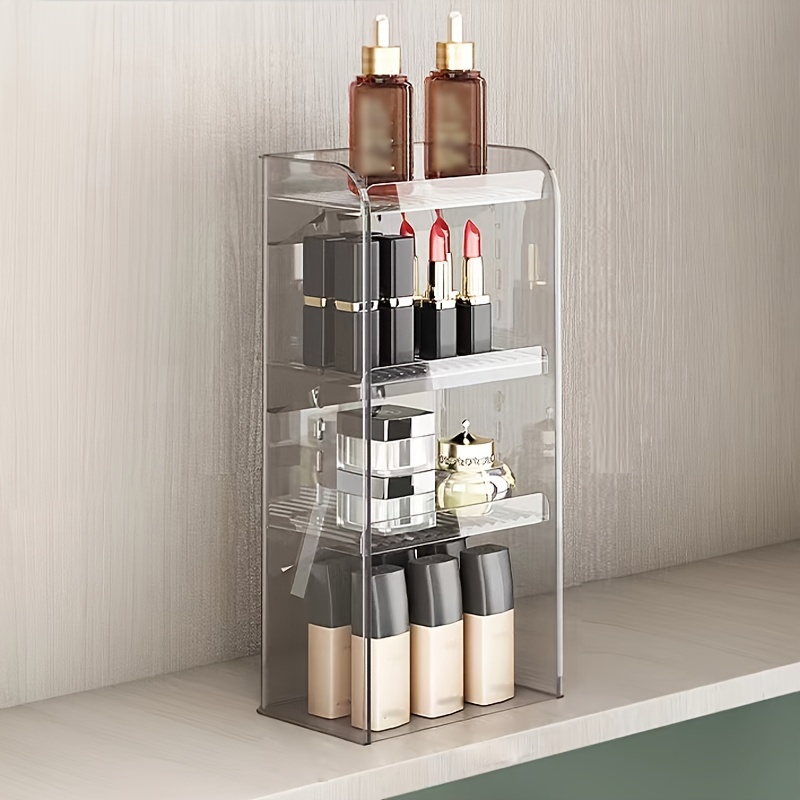 1pc Transparent Bathroom Storage Basket Makeup Organizer Display Case  Desktop Storage Container For Random Items Storage On Bathroom, Desktop