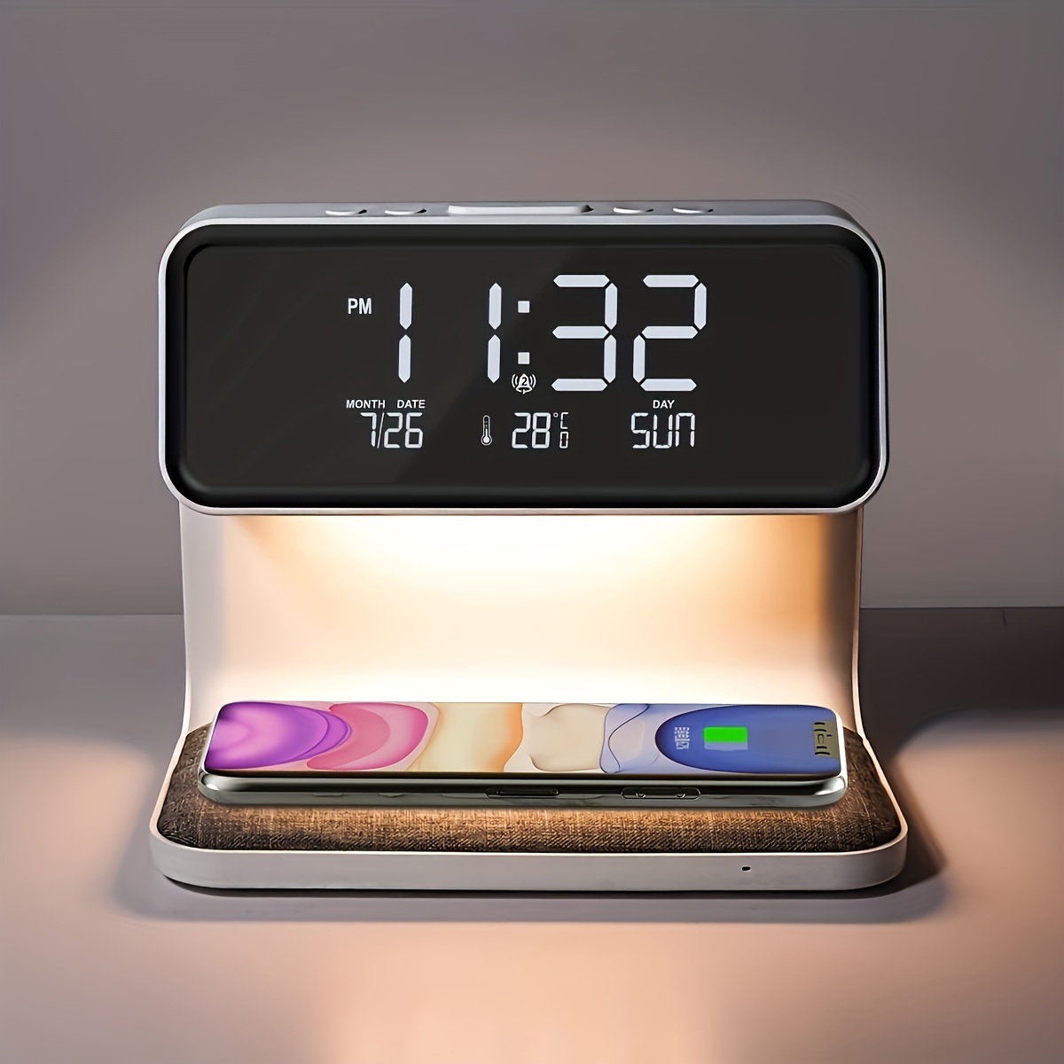 1pc Reloj Despertador Con Carga Inalámbrica Para Dormitorio - Temu Mexico