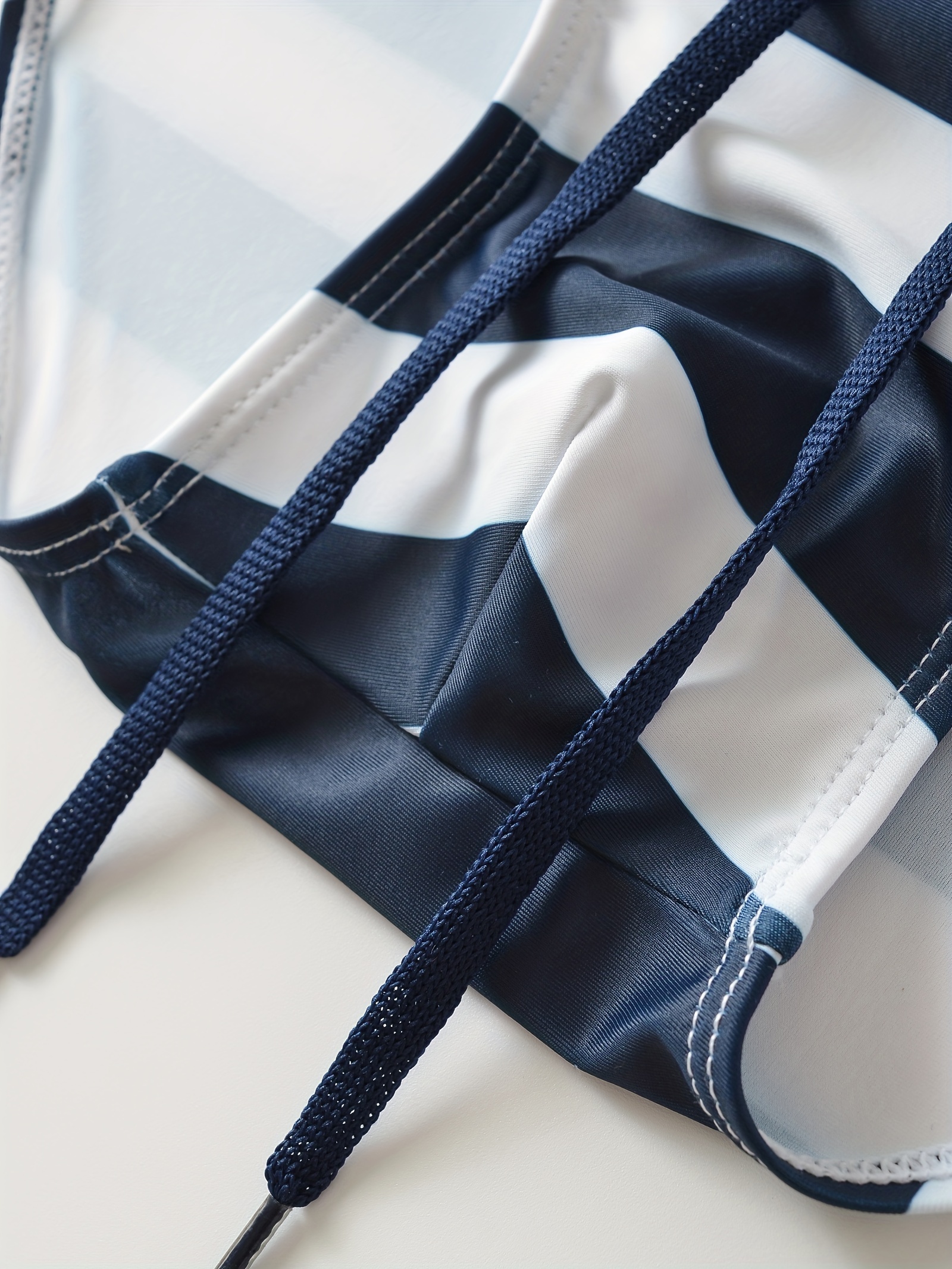 Men's Stripe Drawstring Swim Briefs Quick Dry Beach Pool Swim Shorts