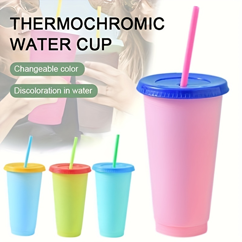 Reusable Creative Water Cups With Straws Changing Colour Cup - Temu