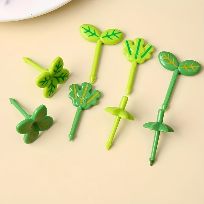 Mini Cartoon Food Picks Fruit Forks Toothpick Leaves Plastic - Temu