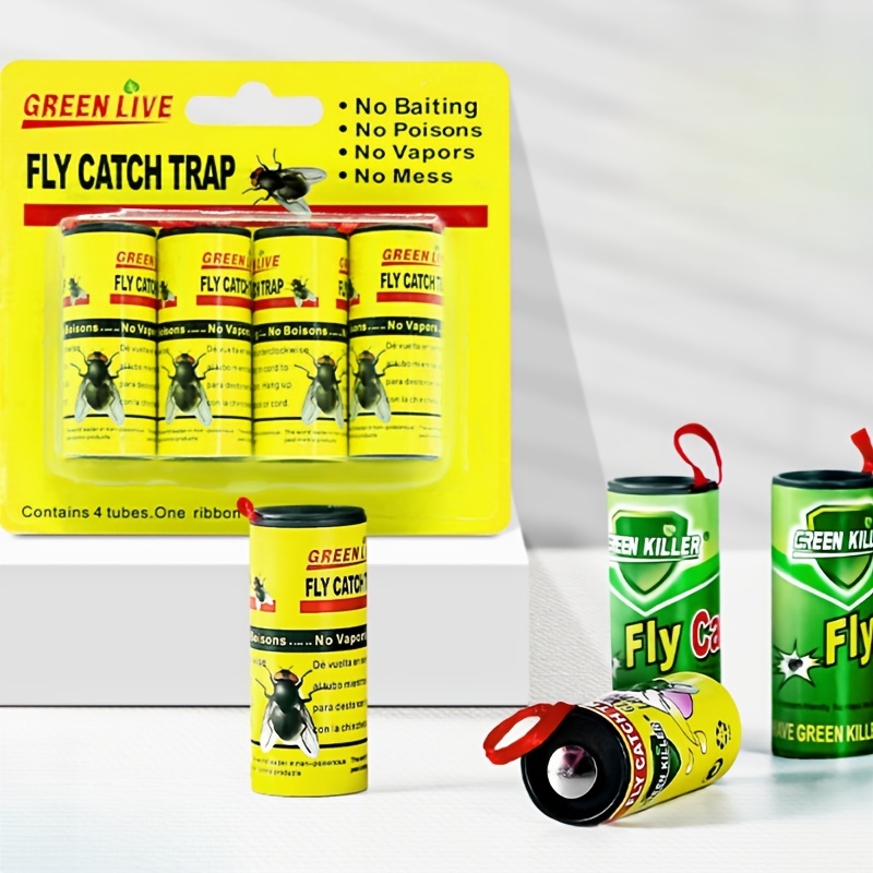 24 Rolls Fly Strips - Fly Tapes Fly Paper Sticky Fly Trap Indoor/Outdoor  Hanging,Fly Catcher Fly Ribbon Fungus Gnat Trap Fruit Fly Killer for