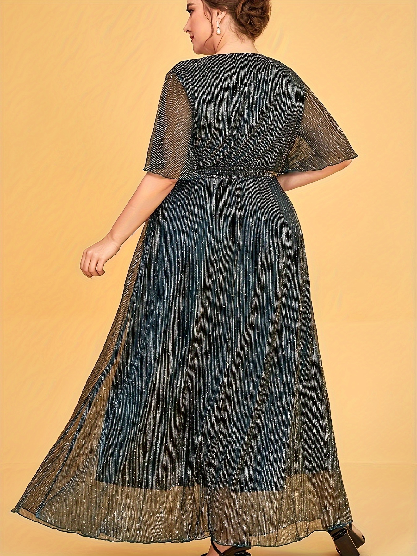 Plus Surplice Neck Belted Maxi Dress