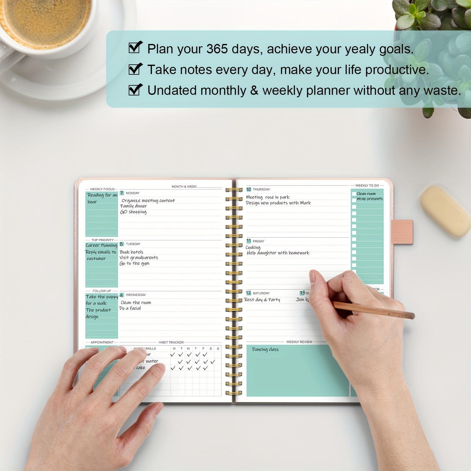Organize Your Life With This Undated 12 month Planner - Temu