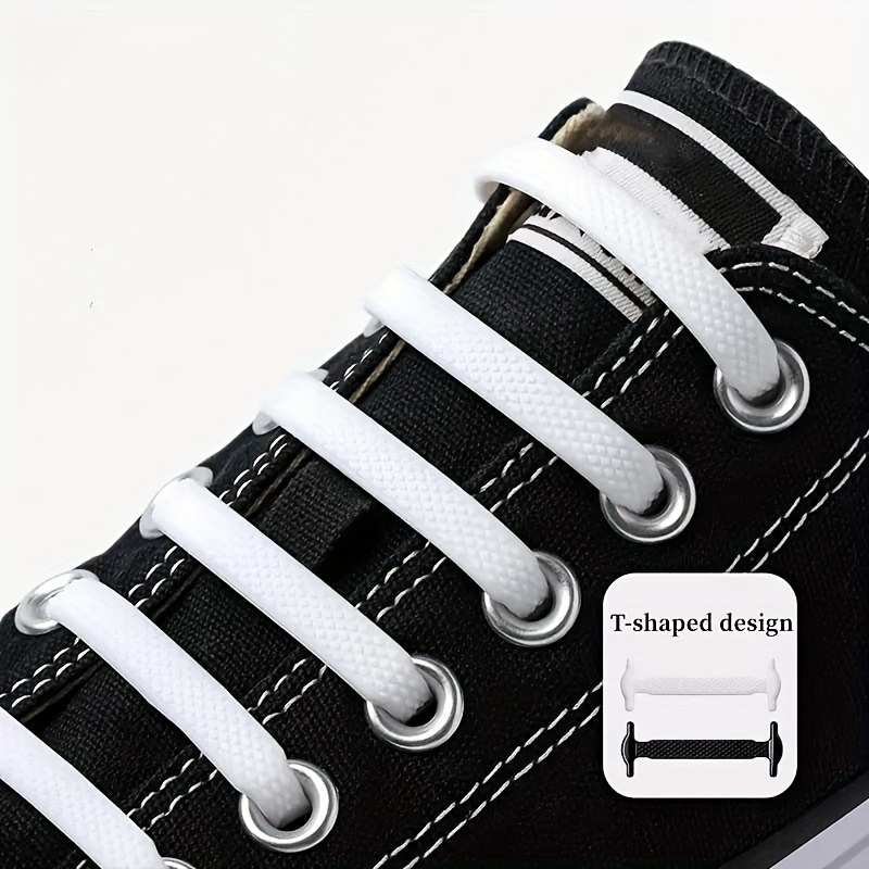 16pcs Lazy Shoelaces, No Buckle Silicone Elastic No Tie Shoe Laces, No Buckle Creative Elastic Shoe Laces,Temu