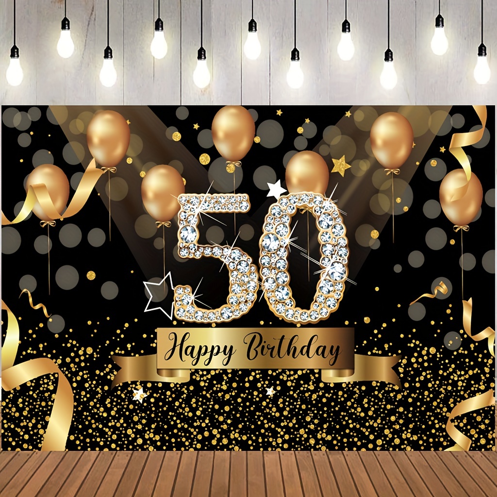 Cartel de feliz cumpleaños 50 para decoración de fondo, globos de confeti  de cristal, decoración temática para hombres o mujeres, saludos a 50 años