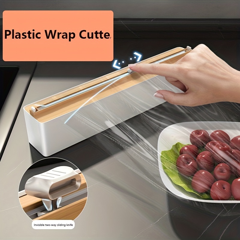 New Plastic Food Wrap Dispenser with Slide Cutter Adjustable Cling