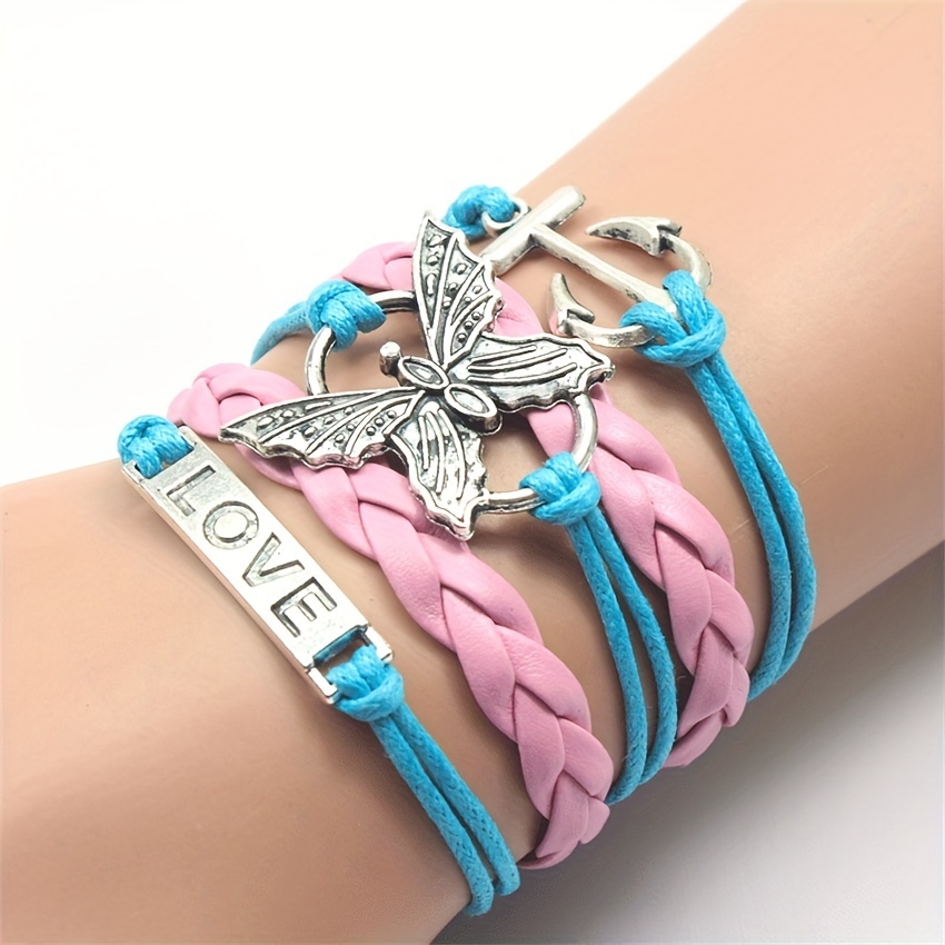 2pcs Butterfly Charm Keychain  Keychain, Braided bracelet diy