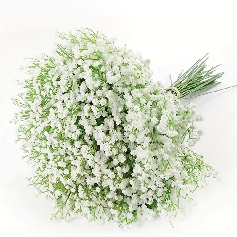 10 Bundle Artificial Babys Breath Flowers Fake Gypsophila Bouquet Faux Silk  Floral for Flower Arrangements Kitchen Wedding Home Decor (White) 