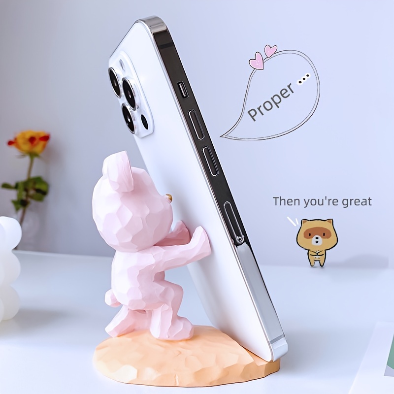 Cite Bear Phone Holder Creative Lovely Desktop Phone Stand - Temu