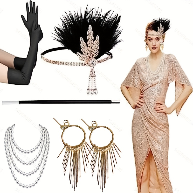 Grand ensemble d'accessoires Gatsby des années 1920 pour femmes