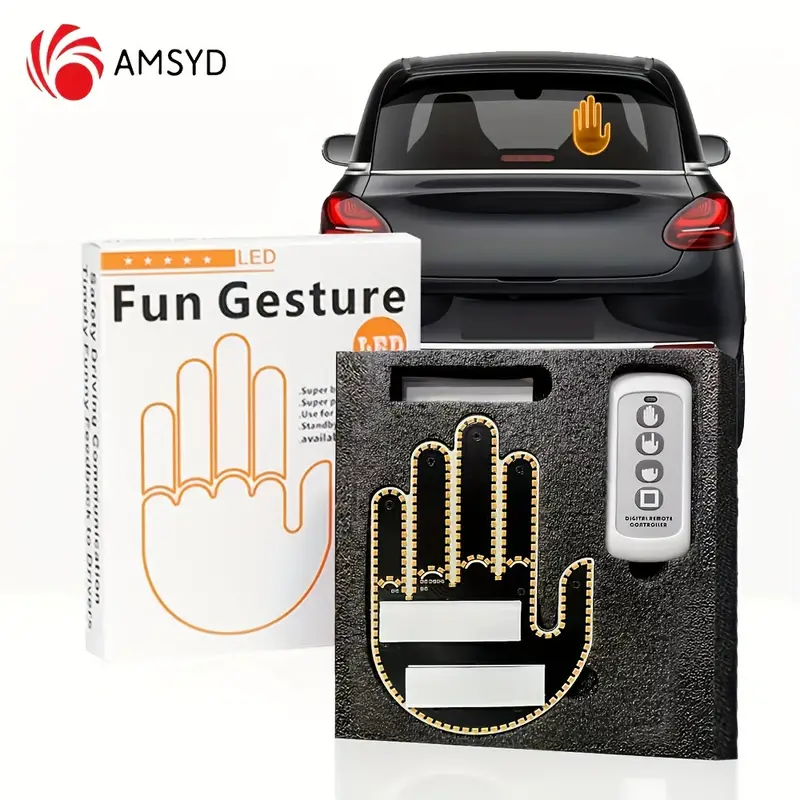 New Led Illuminated Gesture Light Car Finger Light With Remote Road Rage  Signs Middle Finger Gesture Light Hand Lamp - Temu Japan