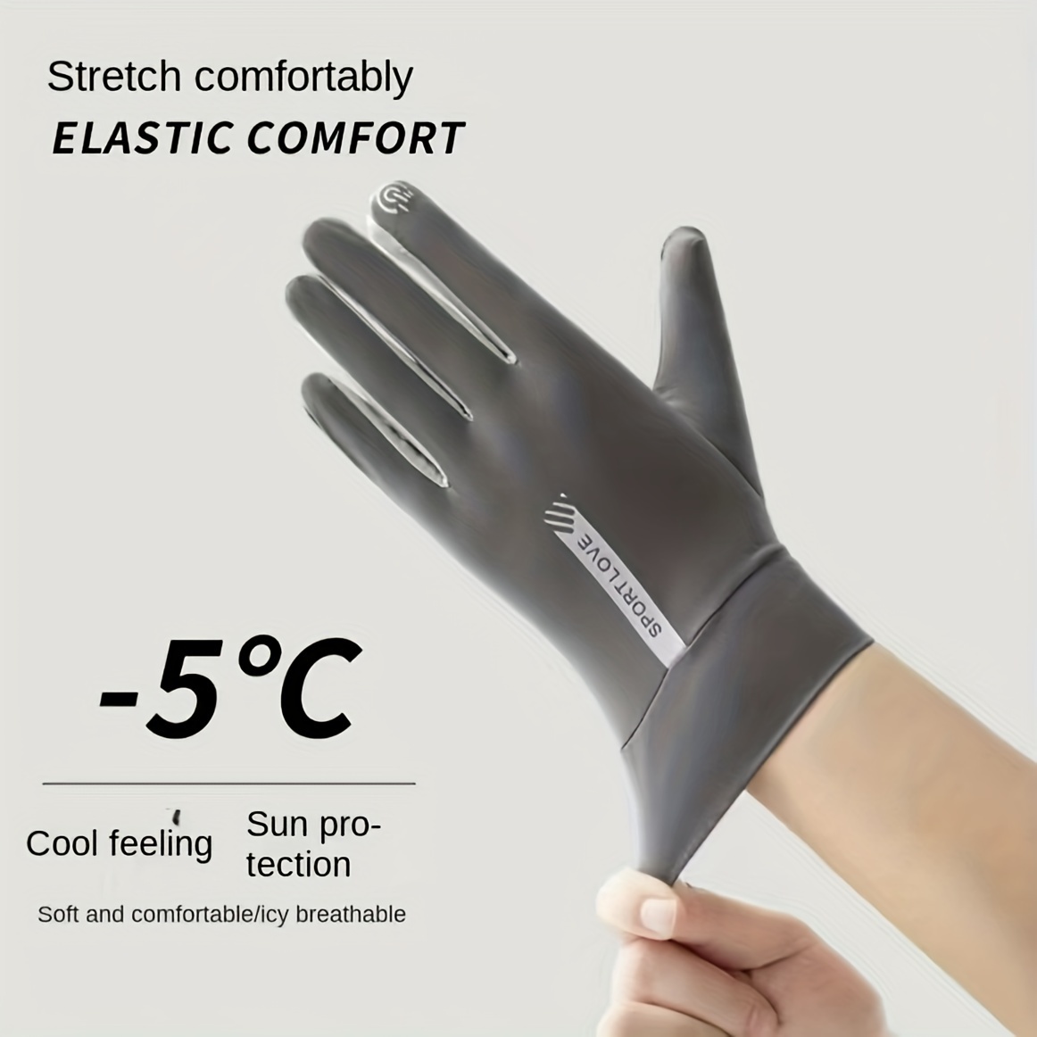 1pair Men Letter Graphic Anti-slip Sun Protection Gloves, For Outdoor