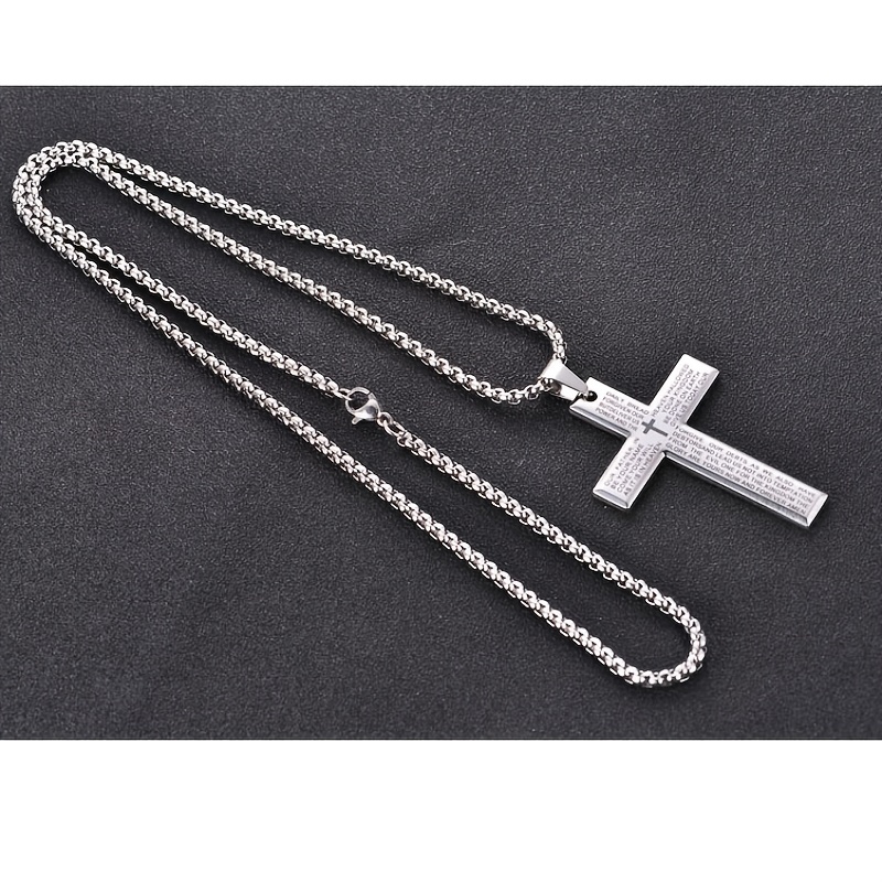 Men's Engraved Cross Pendant Necklace