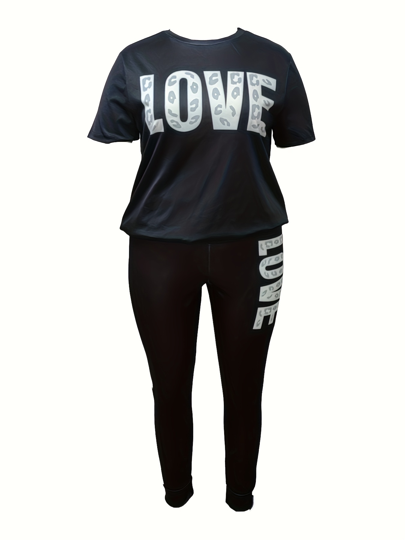 Women's Plus Leopard Print Top & Pants Set