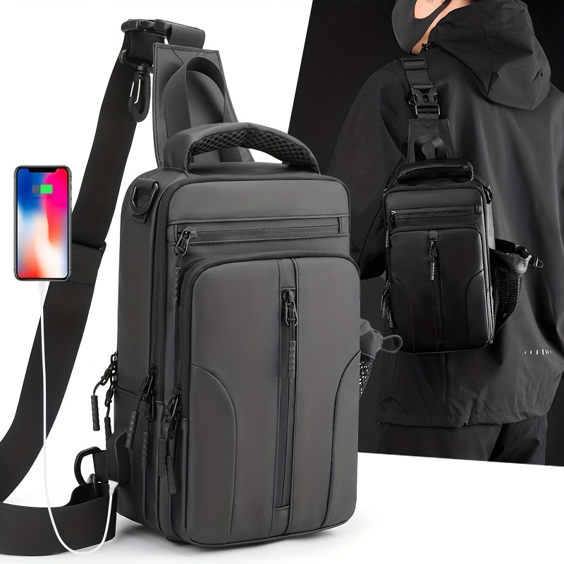 Men's Leather Crossbody Bag Anti-theft Chest Bag Multifunctional Shoulder  Bag Hiking Running Cycling Travel Messenger Bag - Temu