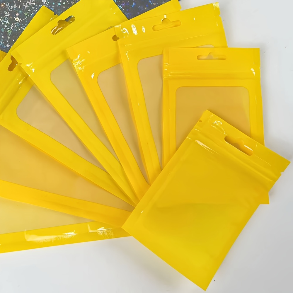 Colored High transparent Yellow Plastic Bags Boutique Data - Temu