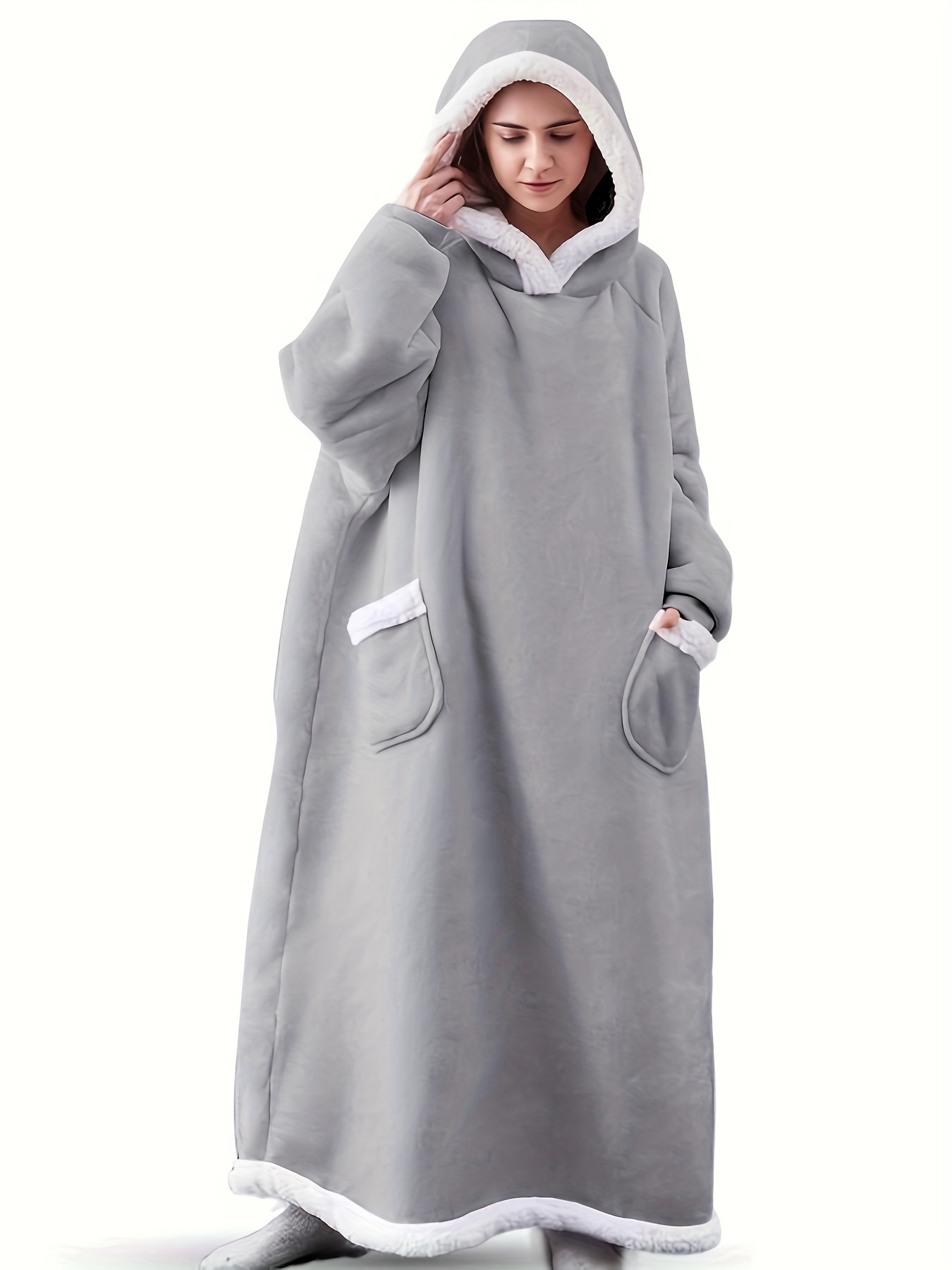 Wearable Blanket Hoodie Plush Soft Warm Sherpa Fleece Hoodie