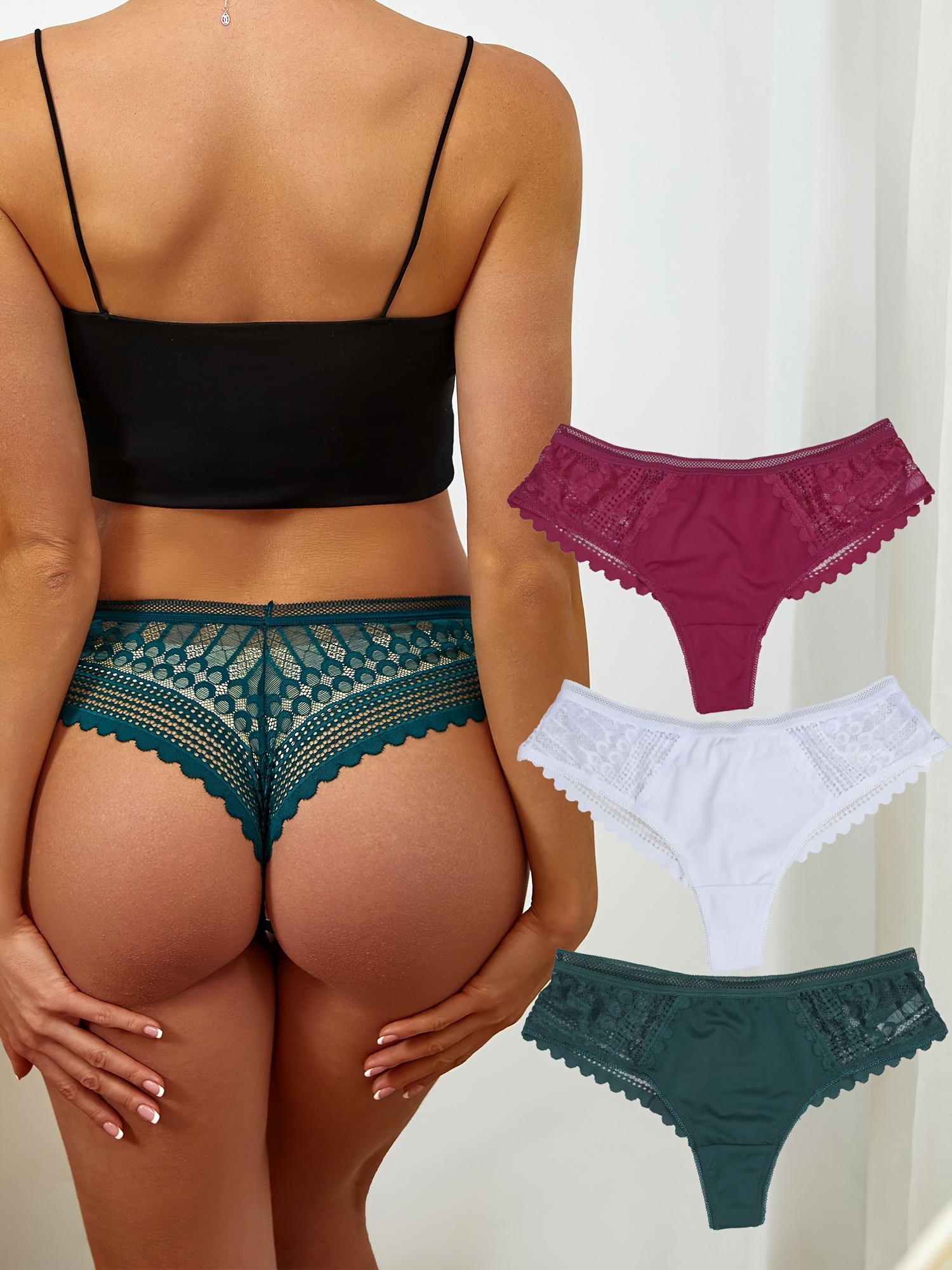 Floral Lace Briefs Comfy Sexy Wave Trim Low Waisted Cheeky - Temu Australia