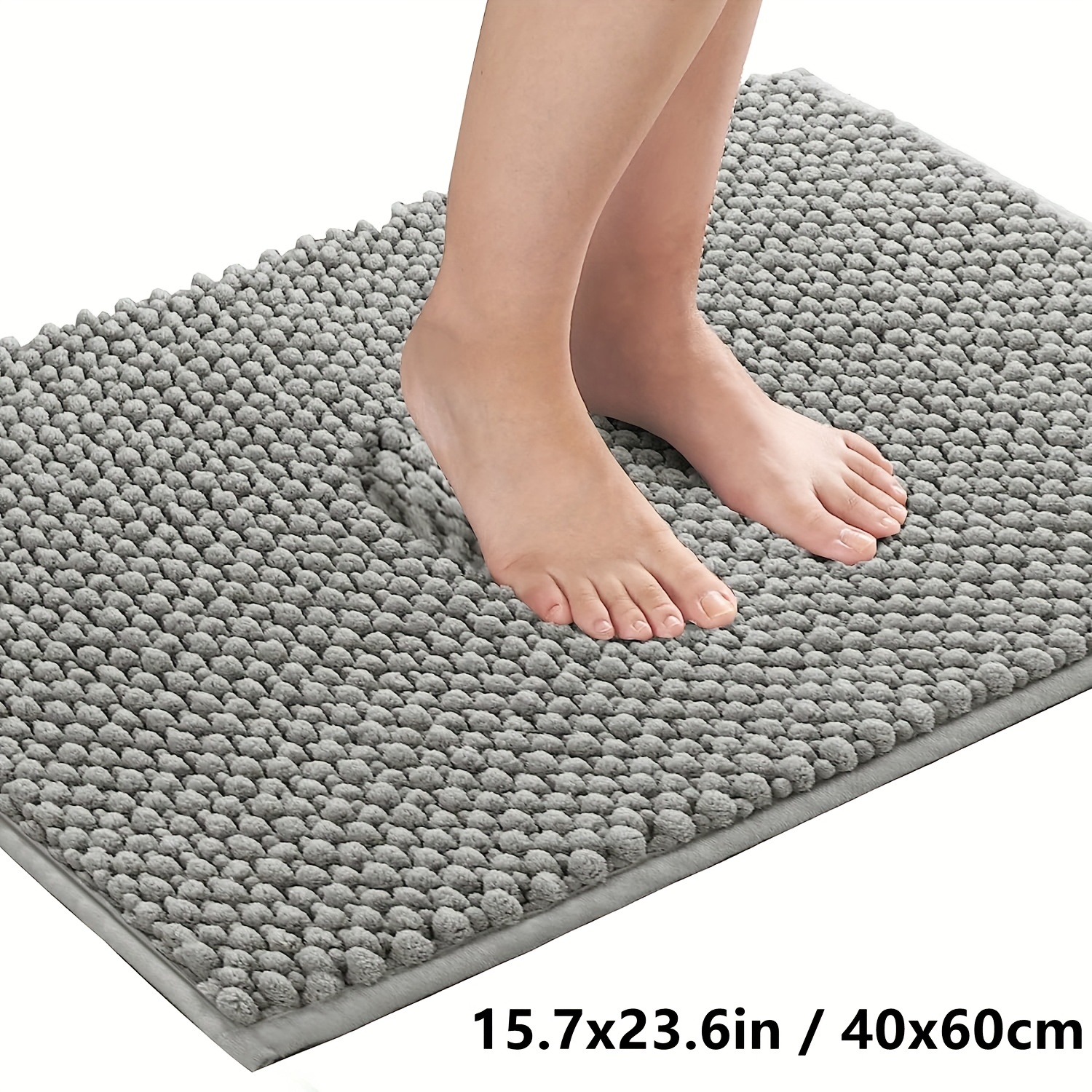 Ultra-Absorbent Thick Bathroom Rug - Non-Slip, Soft Polyester with PVC Backing for Home Decor, Perfect for Kitchen &amp; Dining Area