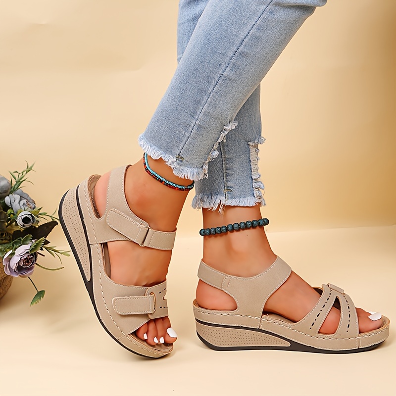 solid color wedge sandals women s casual open toe summer details 8