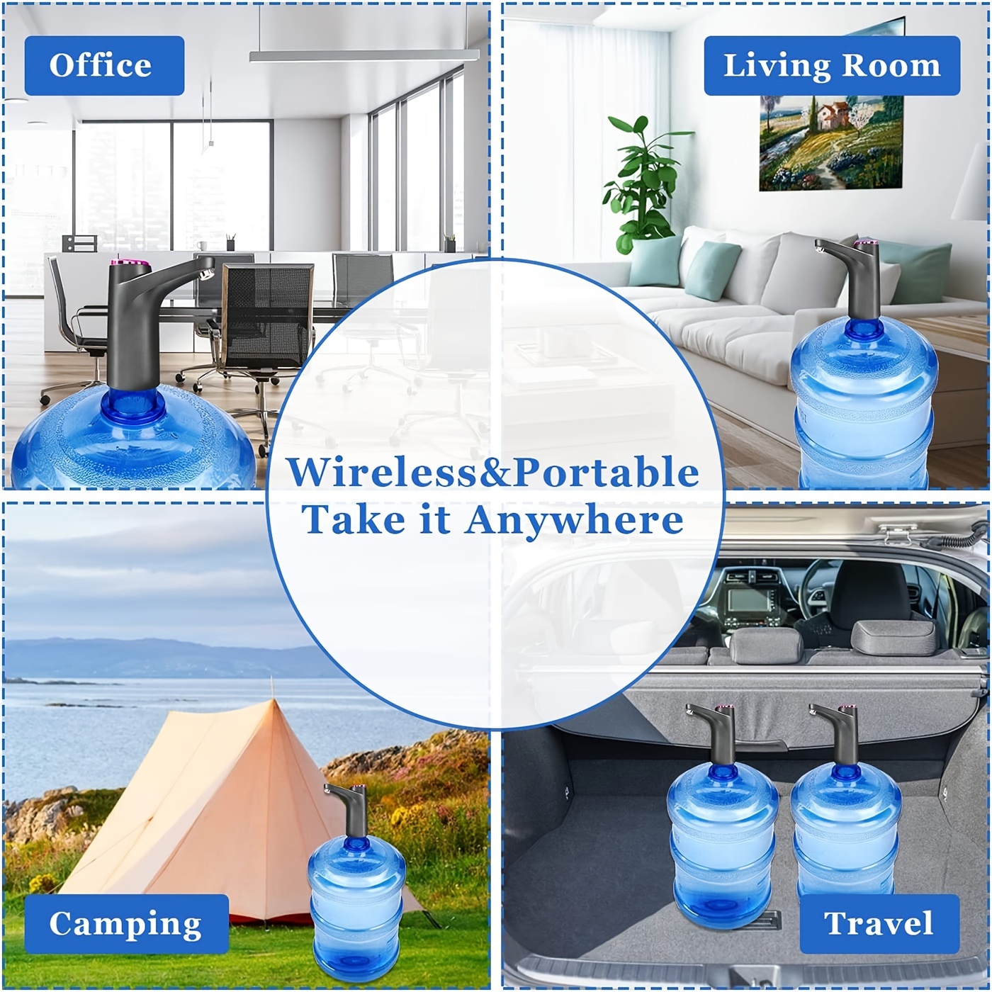 Portable USB Charging Intelligent One-Button Water Outlet Water Bottle,  Electric Gallon Bottle, For Offices Home Use 