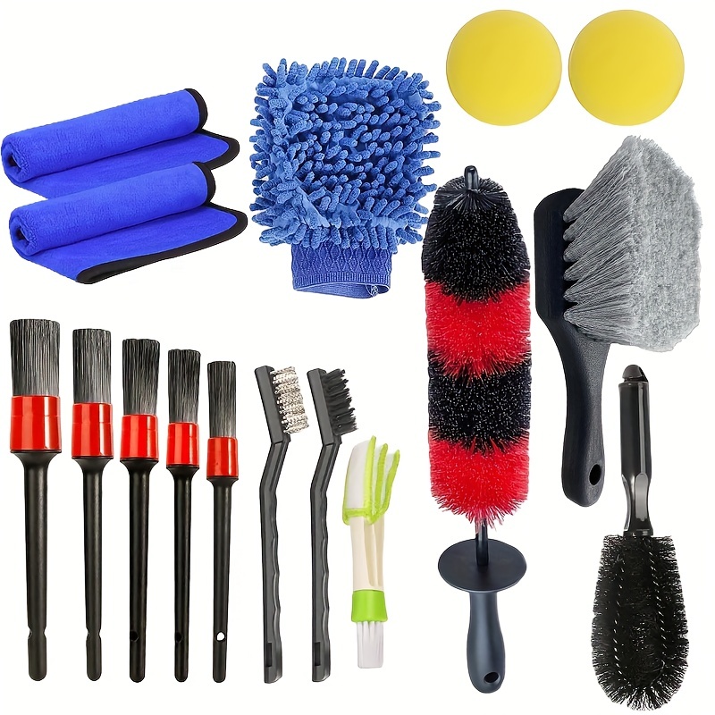 Car Cleaning Tool Kit Car Detailing Brush Set Power Scrub - Temu