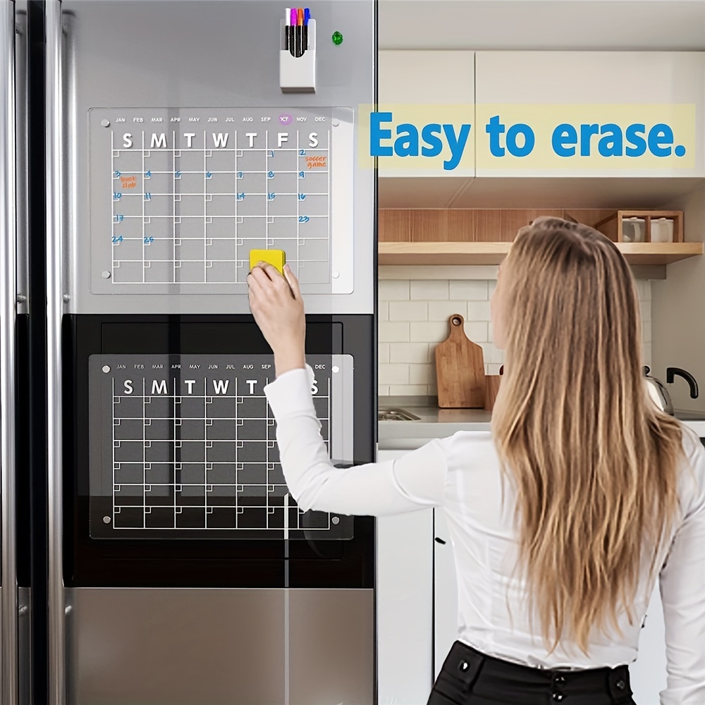 Calendrier de réfrigérateur magnétique en acrylique, marqueur ultra clair,  calendrier de réfrigérateur pour l'organisation de
