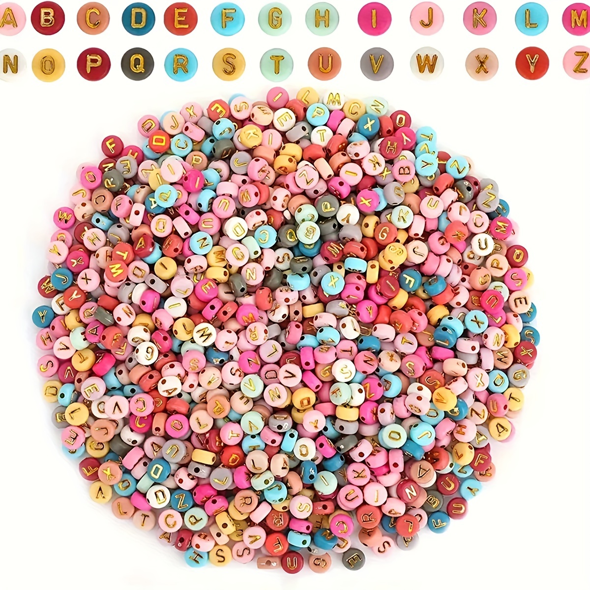 

100-500pcs 7mm Acrylic Colored Bottom Golden Letter Beads Women's Accessories For Diy Bracelet Necklace Mobile Phone Chain Small Business Jewelry Making Supplies