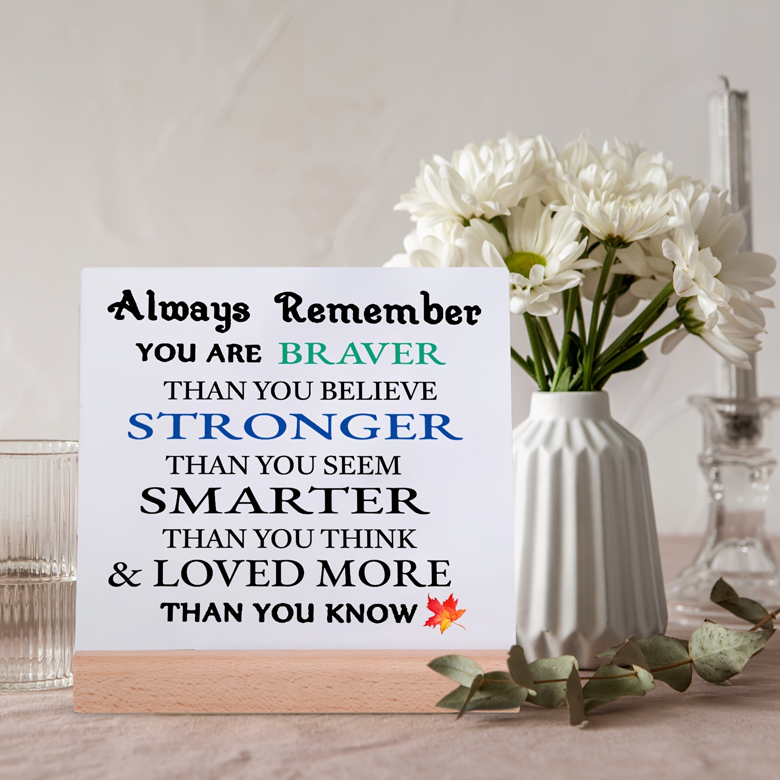 Inspirational Quotes Desk Ornament Gift Wooden Desk Sign Encouragement  Cheer Up Gifts You Are Loved You Are Enough Positive Plaque for Coworker  Women