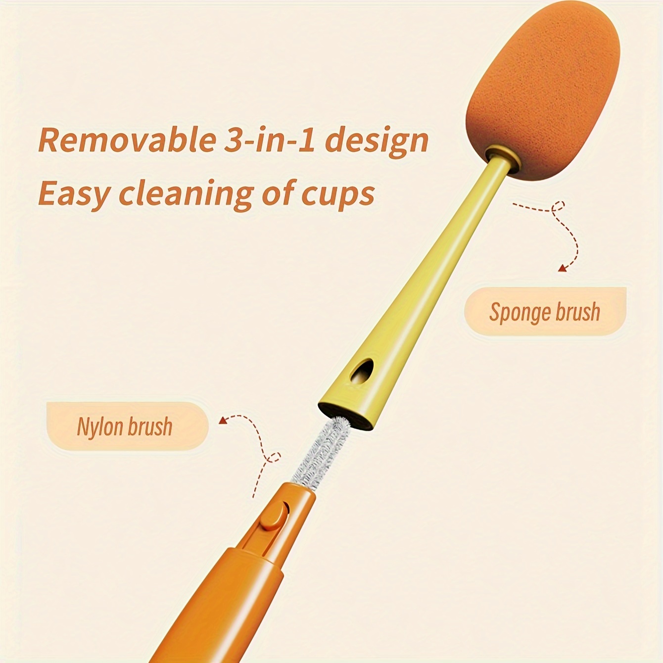 kitchen 3 In 1 Multifunctional Cleaning Cup Brush Long Handle Carrot Water  Bottle Cleaning Brush in 2023