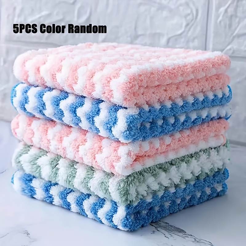 3pcs Thickened Wavy Dishwashing Cloth, Household Kitchen Cleaning Oil  Removal Lazy Rag Block, Water Absorption Cloth