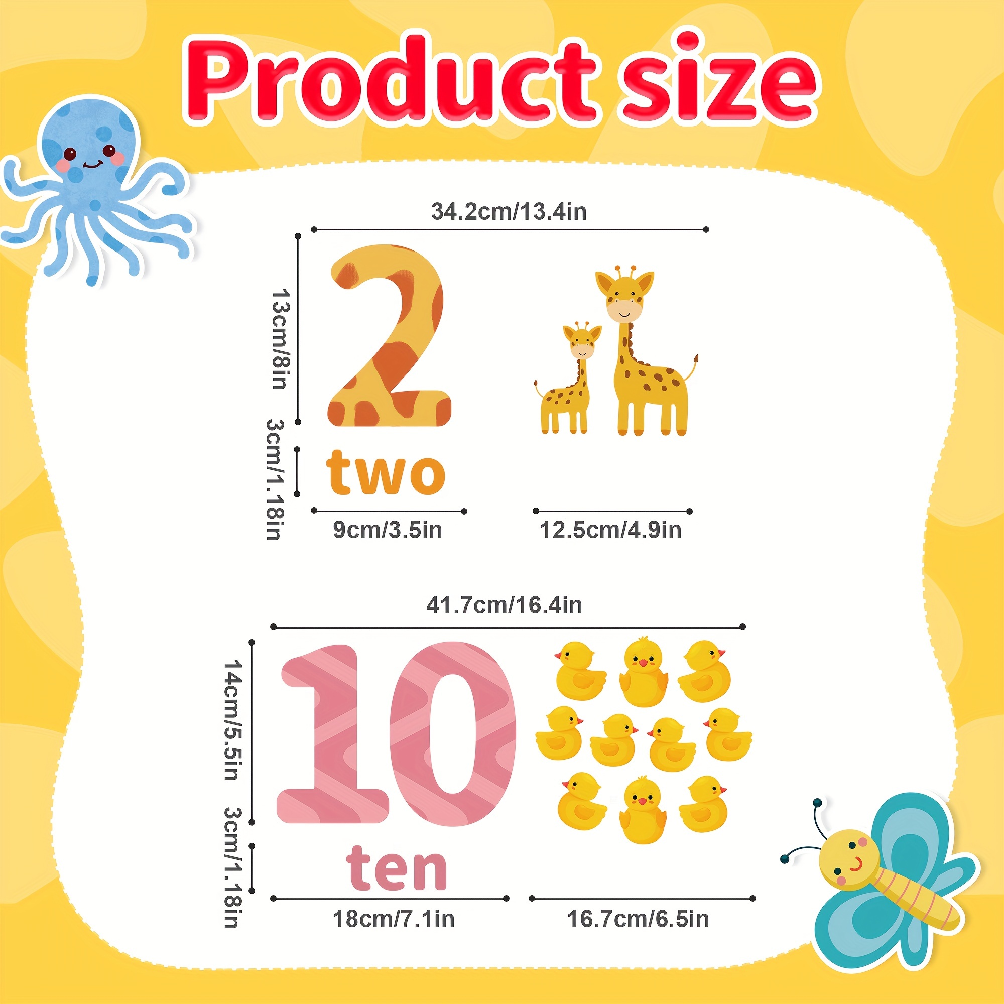 Number Set Numbers 1-10 Wall Decals Children Wall Art Classroom Decor 