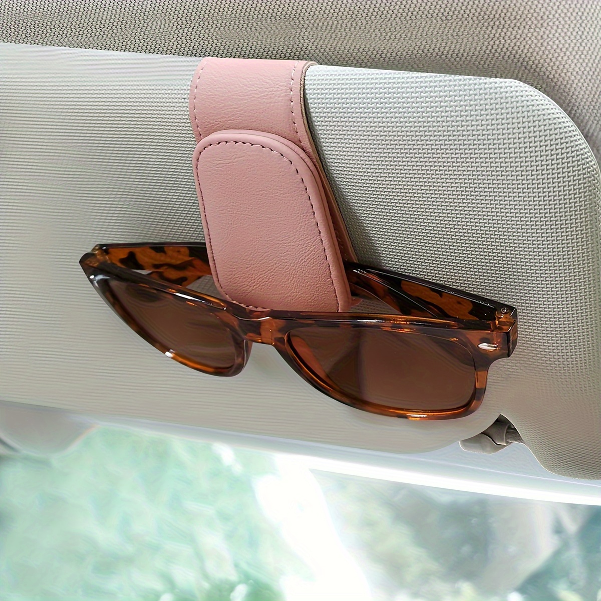 Universal Auto Brillenhalter Auto Sonnenblende Sonnenbrillenhalter Clip  Leder Brillenbügel und Brillengestell für Auto