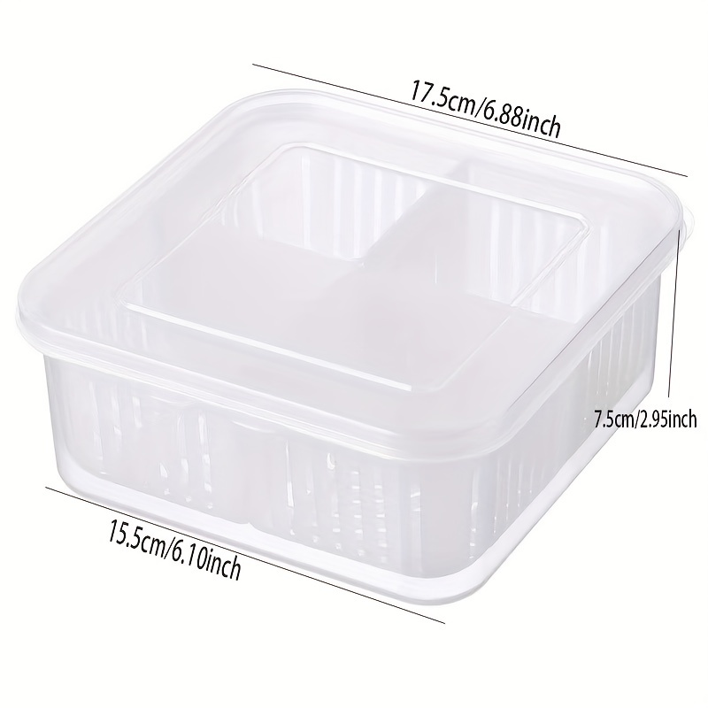 1pc Large Fruit and Vegetable Storage Containers with Divided Lids -  Draining Fresh Containers for Produce Savers - Colander Included - Kitchen  Access
