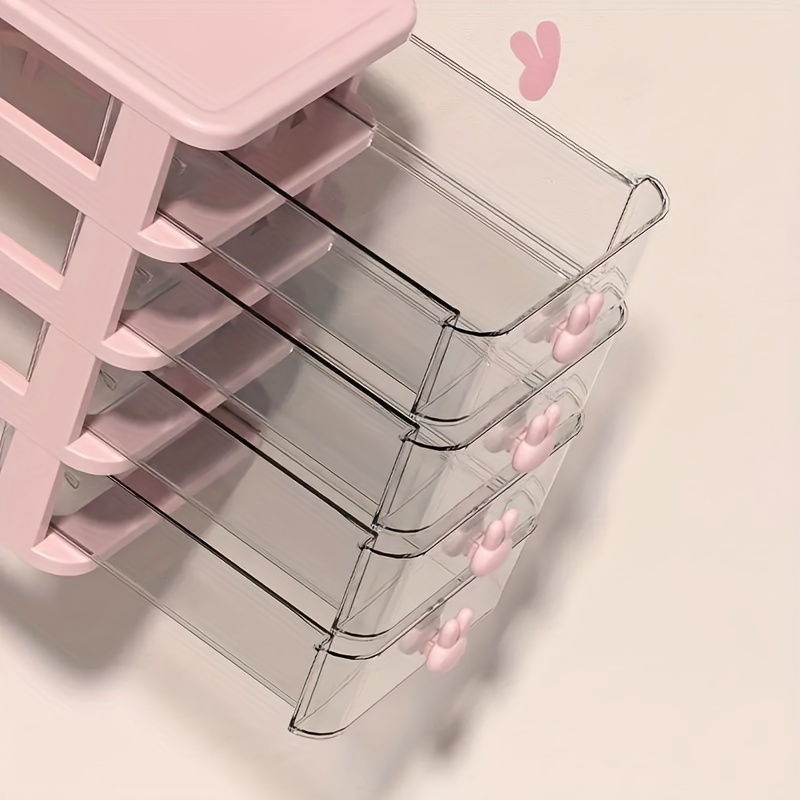 Rabbit Decor Makeup Storage Box Transparent Drawer Type - Temu