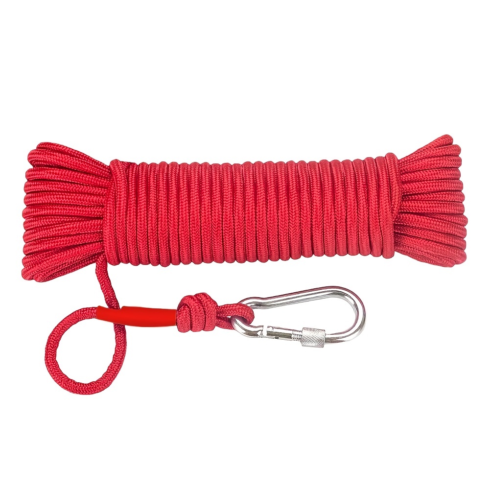 Magnetic Fishing Rope, Braided Nylon Rope With Carabiner For Boat