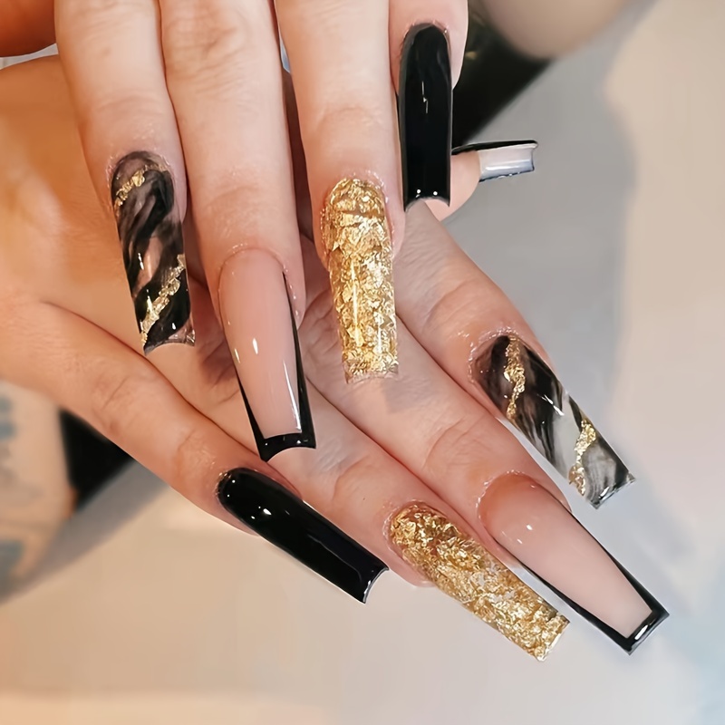 Extra Long Press On Nails Coffin Fake Nails Acrylic Gothic Full Cover False  Nails For Women And Girls24pcs
