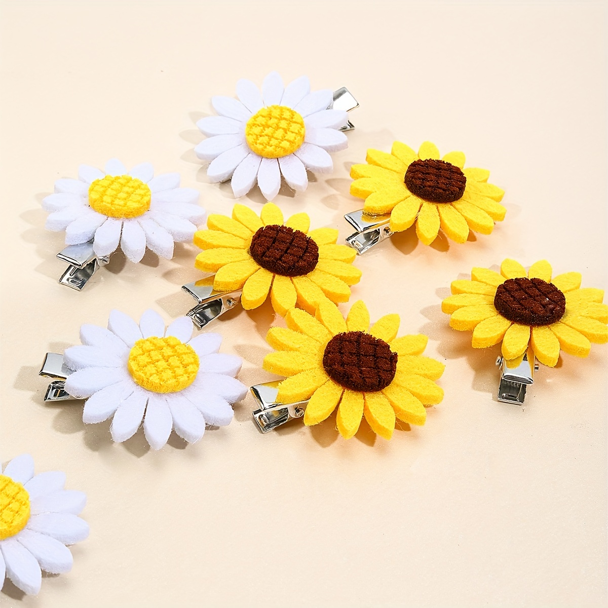 Adorable Felt Daisy Flower Hair Clips Little Girls Sweet - Temu