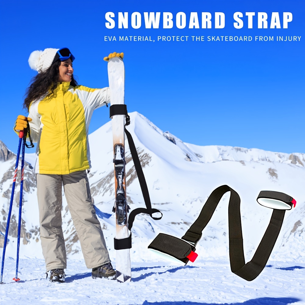 Bestgle Lot de 2 sangles de transport réglables pour bâtons de ski et  bâtons avec fermeture rembourrée pour transporter facilement skis et bâtons