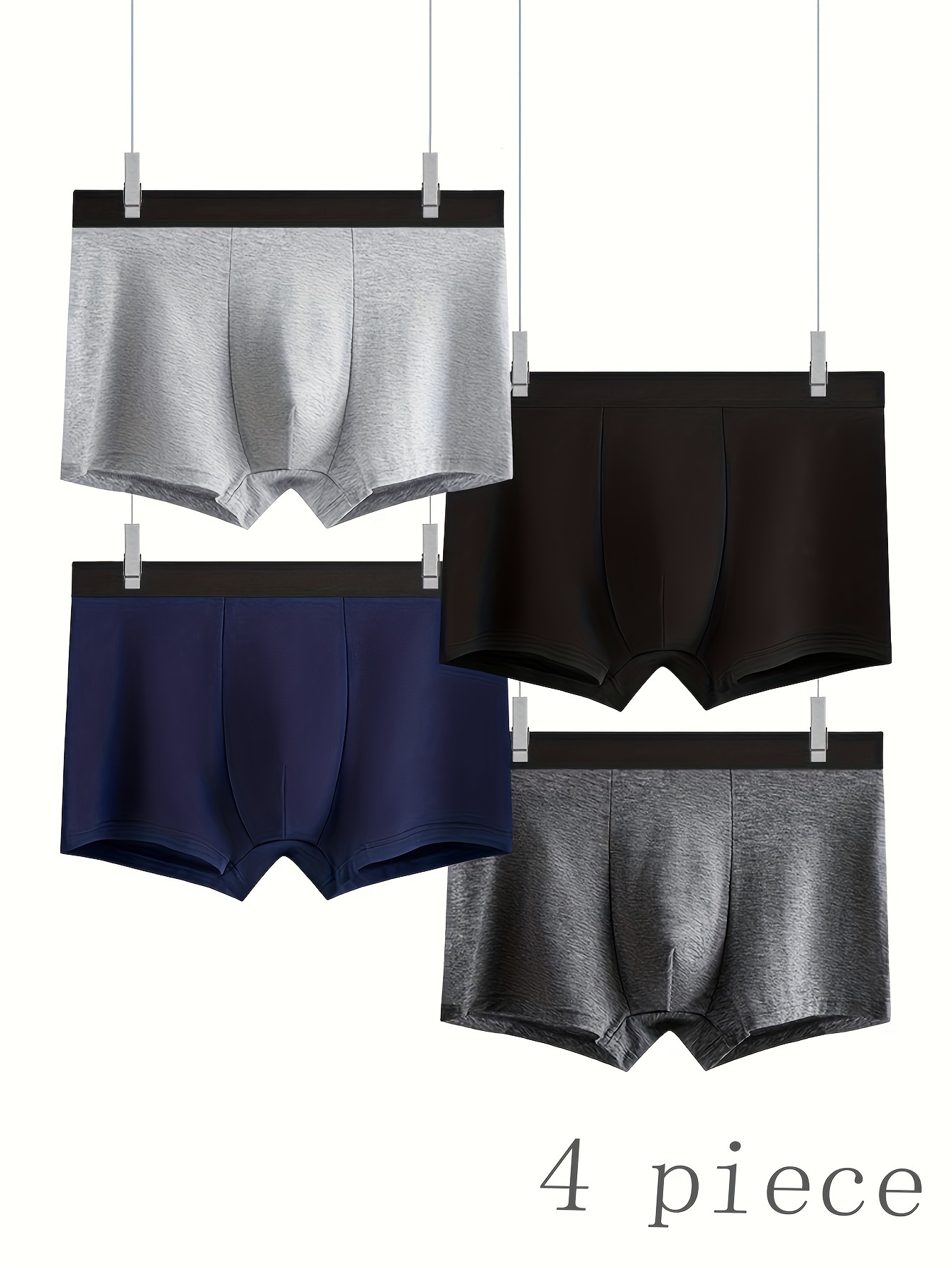 Men's Casual Plain Color Boxers Briefs Breathable Comfy - Temu
