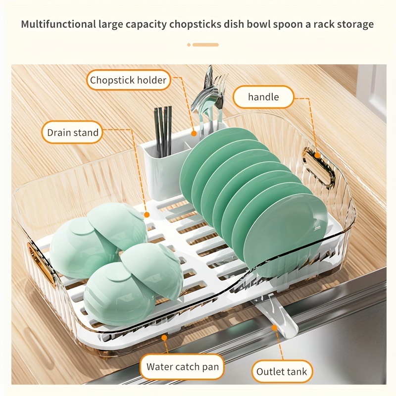 Multi-purpose Dish Storage Rack With Draining Board And Drainage Bowl -  Perfect For Organizing And Storing Tableware, Chopsticks, And More - Kitchen  Accessory - Temu