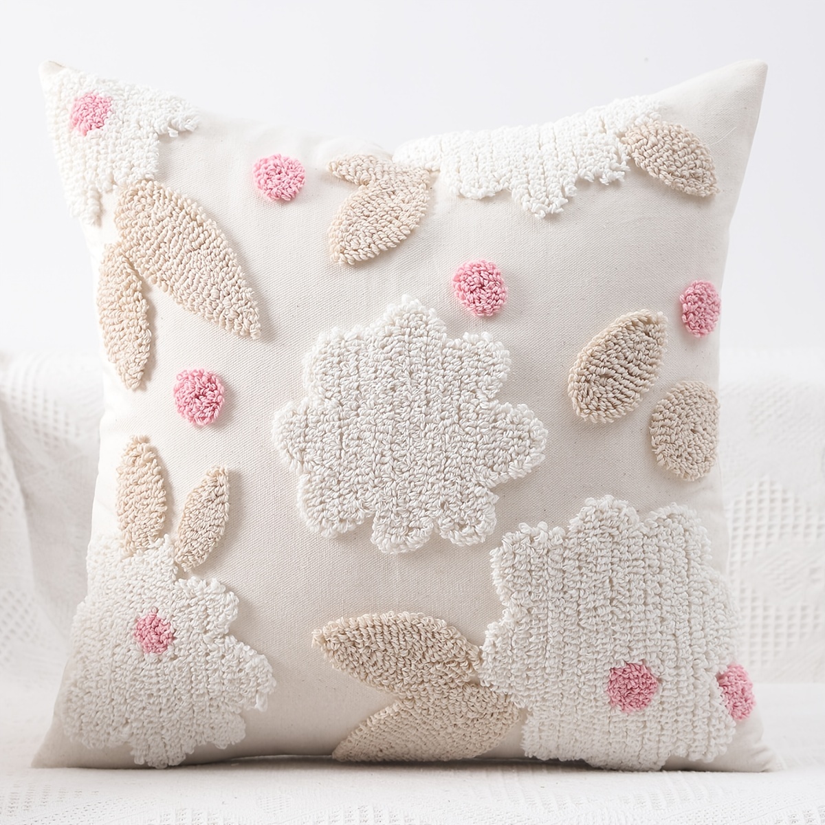 

1pc Floral Cloud Embroided Cushion Covers Home Decoration Cushion Covers Farm House Throw Pillow Covers With No Insert
